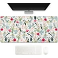 thumbnail image 1 of White Floral Mouse Pad,Large Marble Mouse Pad,31.5 * 15.7in Stable Rubber Base Mousepad with Stitched Edges Waterproof Desk Mat for Work, Game, Office, Home, 1 of 6