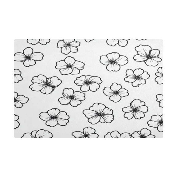 White Floral Pattern Coffee Machine Mat Kitchen Dish Drying Matst Absorbent Water 11.8''x17.7''