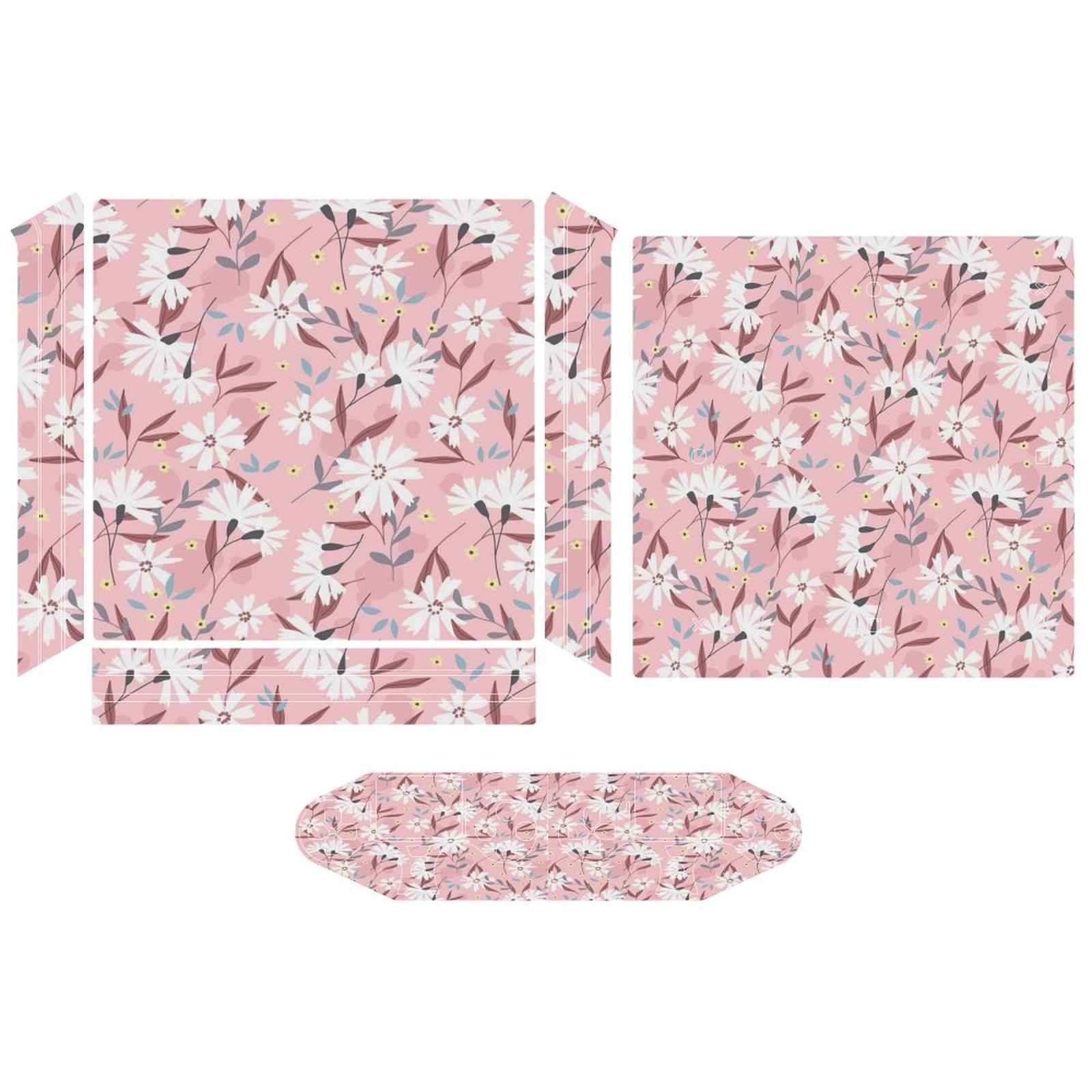 White Floral Pattern PS4 Pro/PS4 Slim Skin Sticker For Console And ...
