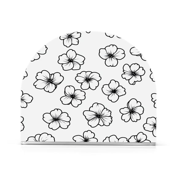 White Floral Pattern Thick U Shape Acrylic Napkin Holder Non Slip Space Saving for Kitchen