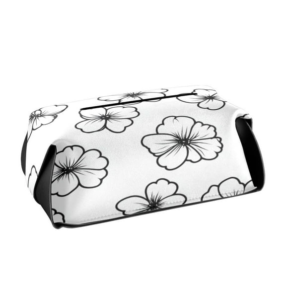 White Floral Pattern Tissue Holders for Bathrooms Leather PVC Detachable 9.4x5.1x3.6in
