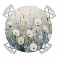 thumbnail image 1 of White Floral Round Tablecloth for 55-60 Inch Tables, Fitted Table Cover with Elastic Edge, Modern Farmhouse Oil Painting Plants Waterproof Outdoor Table Cloth Protector for Patio Garden Dinner Picnic, 1 of 9