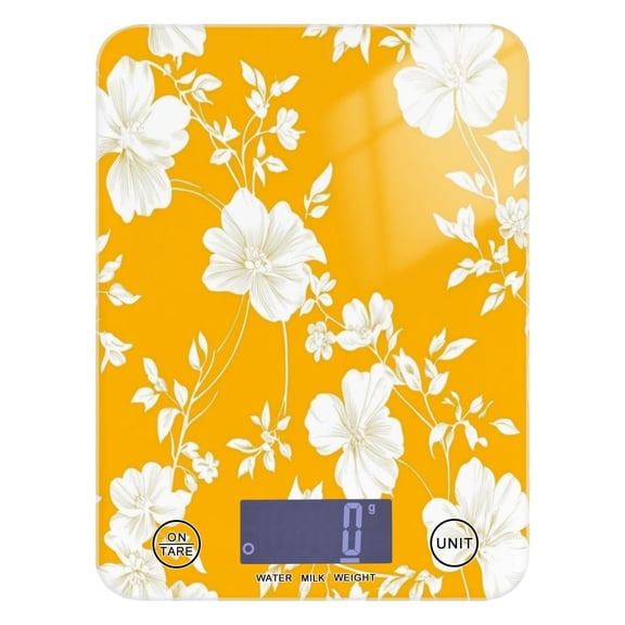 White Floral Silhouettes Food Scale Digital Kitchen Scale Waterproof Grams Ounces lbs for For Baking and Cooking