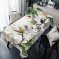 thumbnail image 1 of White Floral Table Cloth Waterproof Tablecloths, Botanical Magnolia Flower Leaves Butterfly Tablecloth Dining Table Cover for Kitchen Party Tabletop Outdoor, Rectangle Tablecloth 54x108 Inch, 1 of 9