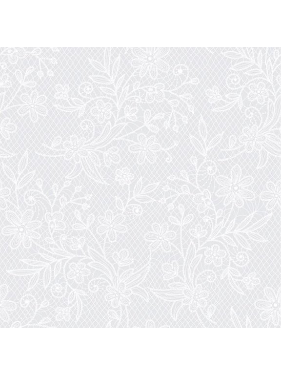 White Floral Table Cover - Plastic - Rectangle - 54in. x 108in. - 1 Piece (fdp93113)
