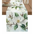 thumbnail image 1 of White Floral Table Runner 108 Inches, Botanical Magnolia Flower Leaves Butterfly Bed Runner Dresser Scarves Tabletop for Indoor Outdoor Parties/Ceremony/Banquet, 13"x 108", 1 of 8