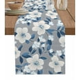 thumbnail image 1 of White Floral Table Runner Cotton Linen 90 Inch Holiday Dresser Scarves, Vintage Pastoral Botanical Flowers Tablerunner for Kitchen Coffee Dining Bedroom Home Living Room Dinner Scarf Décor 13''x90'', 1 of 9