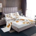 thumbnail image 1 of White Floral Twin Bed Sheets Set Modern Minimalist Sheets Modern Artistic Sheet Set Golden Leaves Top Sheet, 1 of 7