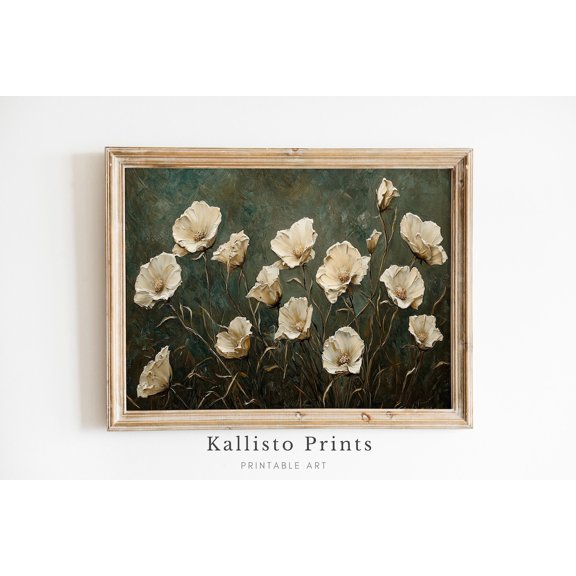 White Floral Wall Art, Textured Neutral Flower , Minimalist Botanical Print Poster, Elegant Nature Decor, Modern Floral Poster, Size 12x18 UNFFRAMED F03.1.6l1989