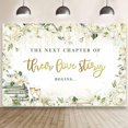 thumbnail image 1 of White Floral Wedding Backdrop The Next Chapter of Their Love Story Begins Photography Background Flower Book Bridal Shower Decor Champagne Dripping Glitter Engagement Banner Photo Props, 1 of 3