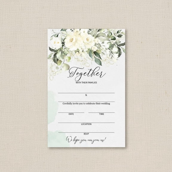 White Floral Wedding Invitations, Flower Wedding Party Invitation Cards