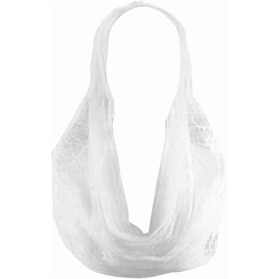 White Floral Wedding Veil Mesh Tulle Thin Head Covering Wrap Vintage Latin Mass Mantilla Cathedral Embroidered Flower Pattern Fringe Shawls Scarves Veils for DIY