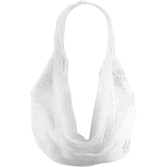 White Floral Wedding Veil Mesh Tulle Thin Head Covering Wrap Vintage Latin Mass Mantilla Cathedral Embroidered Flower Pattern Fringe Shawls Scarves Veils for Women Bridal Bridesmaid Church