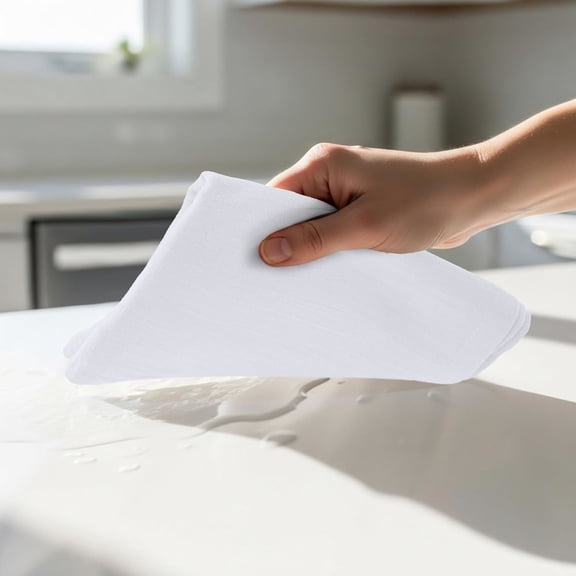 White Flour Sack Towels [12 Pack - 28 x 28 Inch]   Cotton Tea Towels for Cleaning & Drying - Highly Absorbent Kitchen Dish Cloth