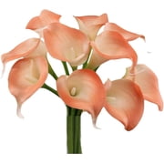 10PCS Artificial Calla Lily Fake White Flowers Wedding Bouquet Real Touch Latex Flower for Bride Wedding Home Decor - coral