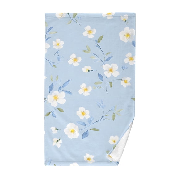 White Flower Bath Towel 100% Cotton Soft Thick High Absorbency Hand Face Towel Single Pack 16x28in