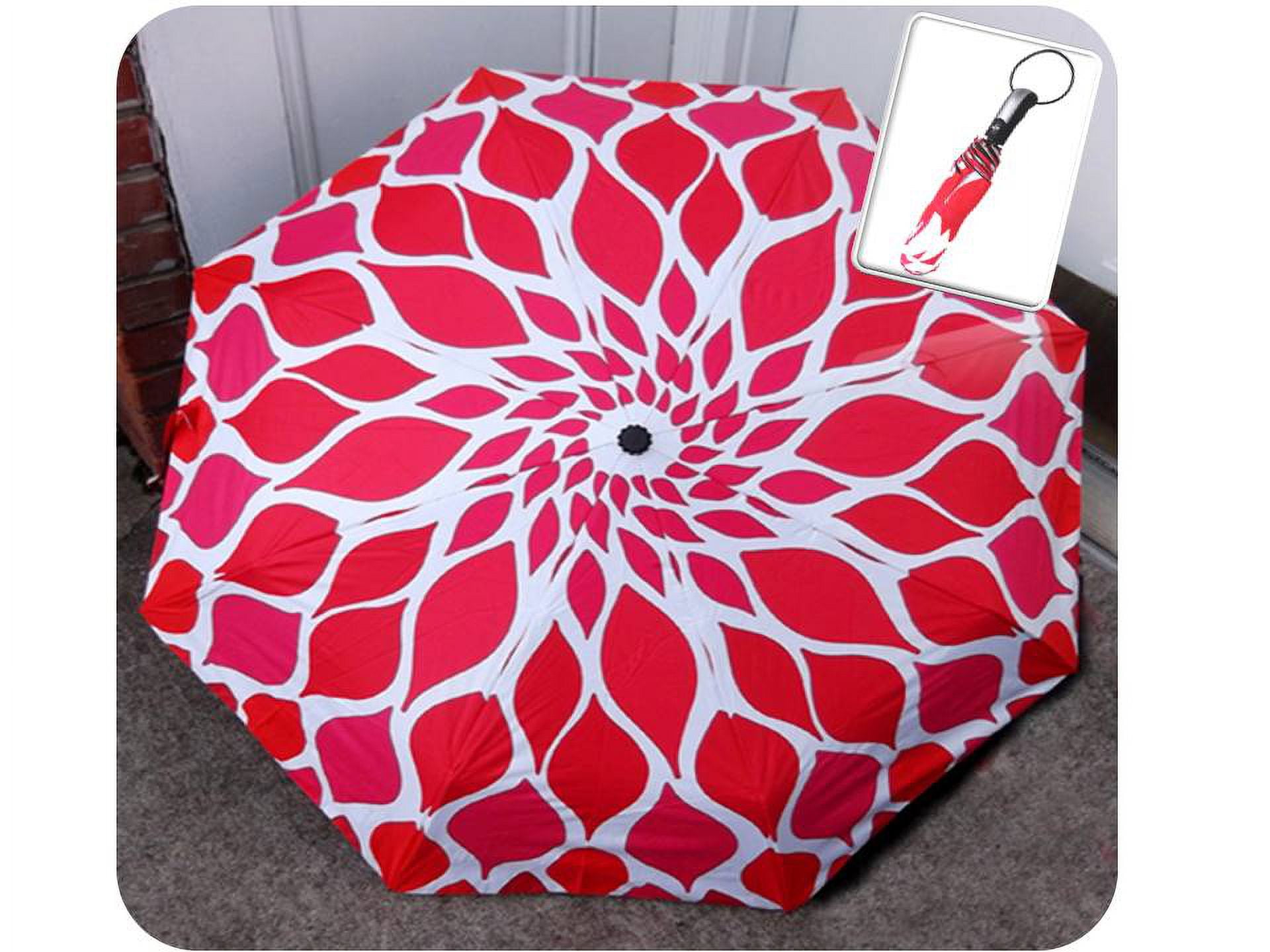 White Flower Bloom Compact Umbrella- Auto Open/close - Walmart.com