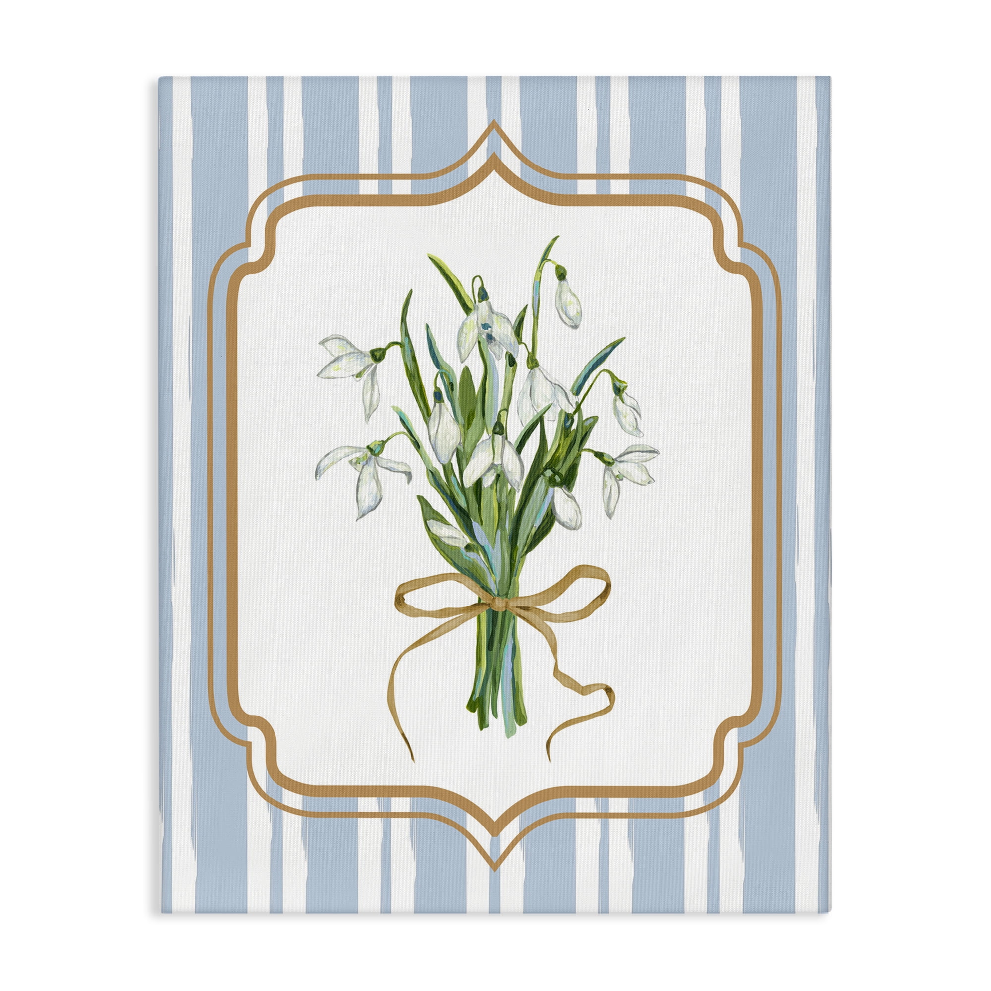 White Flower Bundle on Stripes Canvas Wall Art, design by Adonna Ebrahimi