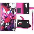 thumbnail image 1 of White Flower Butterfly Wallet Folio Case for LG Leon C40 Power Fashion Flip PU Leather Cover Card ID Card Slots & Stand, 1 of 1
