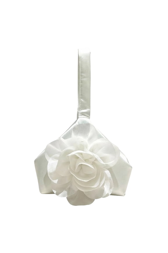 White Flower Clutch Purse for Women, Small Wristlet Evening Bag, Floral Formal Clutch for Wedding Guest, Prom, Cocktail