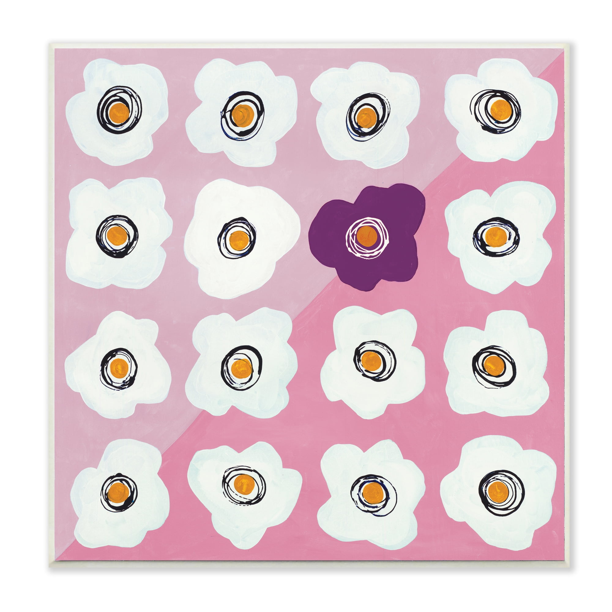 Stupell Industries White Flower Collage Purple Pop over Triangles,12 x 12,Designed by Ruth Fromstein