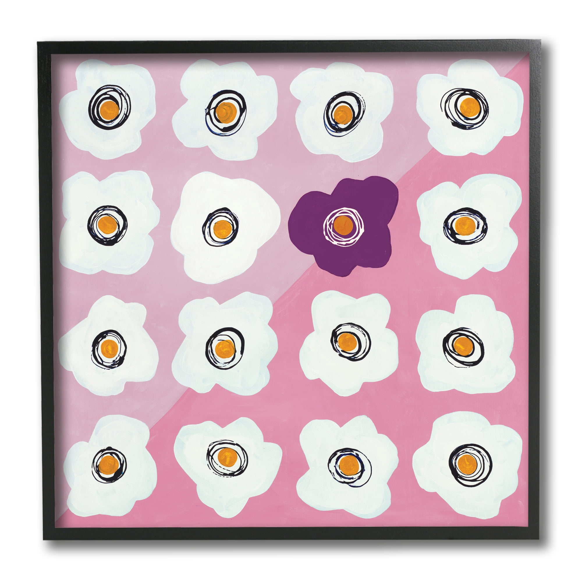 Stupell Industries White Flower Collage Purple Pop over Triangles,12 x 12,Designed by Ruth Fromstein