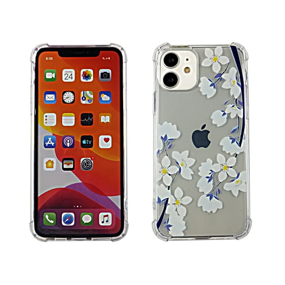 White Flower For iPhone 11 PRO Case TPU Clear Soft & Flexible Ultra-Thin Shockproof Anti-Scratch Transparent Bumper Slim Lightweight Protective Cover for iPhone 11 PRO 5.8 Inch 2019 Women Girls