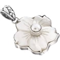thumbnail image 1 of White Flower Mother Of Pearl Shell Freshwater Cultured Pearl 925 Silver Pendant, 1 7/16", 1 of 3