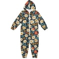 thumbnail image 1 of White Flower Pattern One Piece Pajamas Soft Jumpsuit Cozy Sleep and Play Romper Zipper and Pockets 5T-6T, 1 of 8