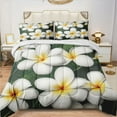 thumbnail image 1 of White Flower Plumeria Comforter Set Bedding Set Duvet Set Set 3pcs Full Size, 1 of 6
