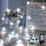 White Flower String Lights, 33ft 100 LED Cherry Blossom Plug in Easter Christmas Tree Hanging Fairy Lamp, 16funstions Garden Bedroom Indoor Decorations for Fence, Wedding Birthday Party