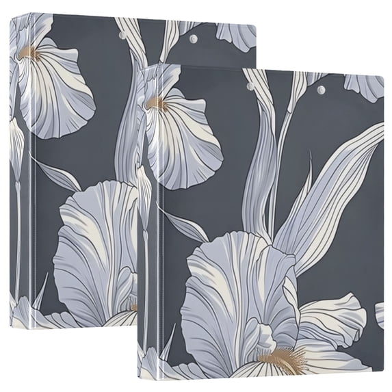 White Flowers 3 Ring Binders 1.5 inch Hardcover File Folders with Interior Pockets A4 Size Organizer for School Office Hospital Set of 2