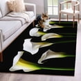 thumbnail image 1 of White Flowers Area Rugs 3x5 ft Elegant Plants Horseshoe Lilies Black Background Washable Rug Non Slip Indoor Carpet Absorbent Floor Mat for Living Room Bedroom Dining Room, 1 of 9