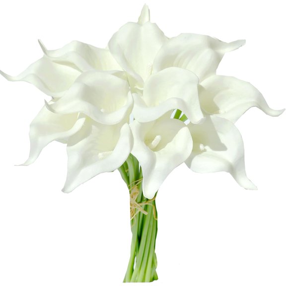 White Flowers Artificial Calla Lily Silk Fake Flowers 13.5" for Mother's Day Easter Home Kitchen Wedding Decorations