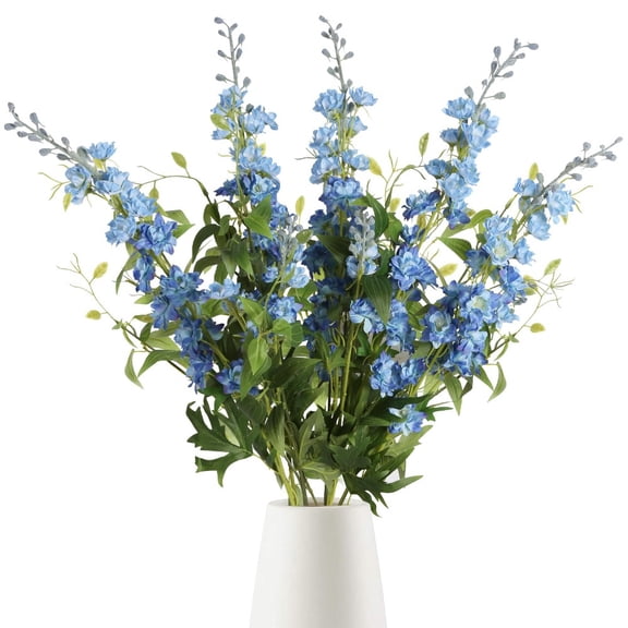 White Flowers Artificial Delphinium 18 PCS with Clematis Greenery for Wedding & Home Decor