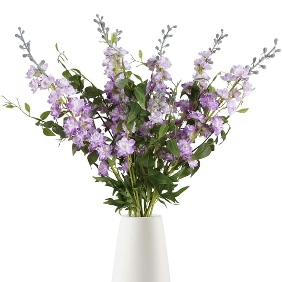 White Flowers Artificial Delphinium 18 PCS with Clematis Greenery for Wedding & Home Decor