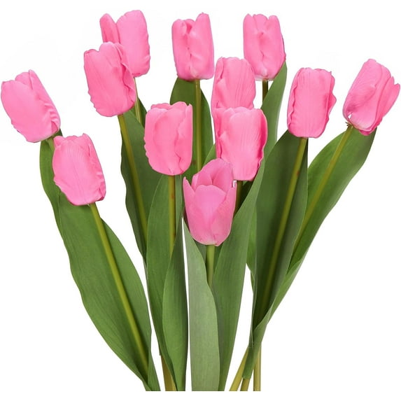 White Flowers Artificial Tulips Real Touch Tulip Bouquets in Bulk Fake Tulips Flowers for Home Kitchen Decoration Wedding Party with Box