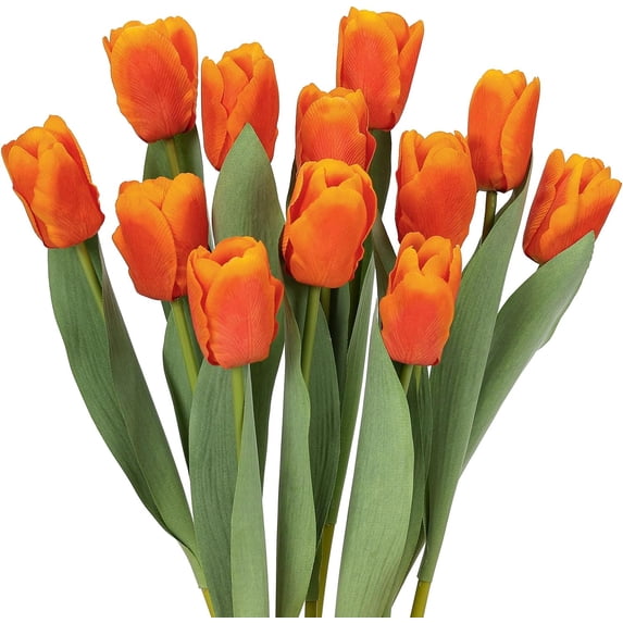 White Flowers Artificial Tulips Real Touch Tulip Bouquets in Bulk Fake Tulips Flowers for Home Kitchen Decoration Wedding Party with Box