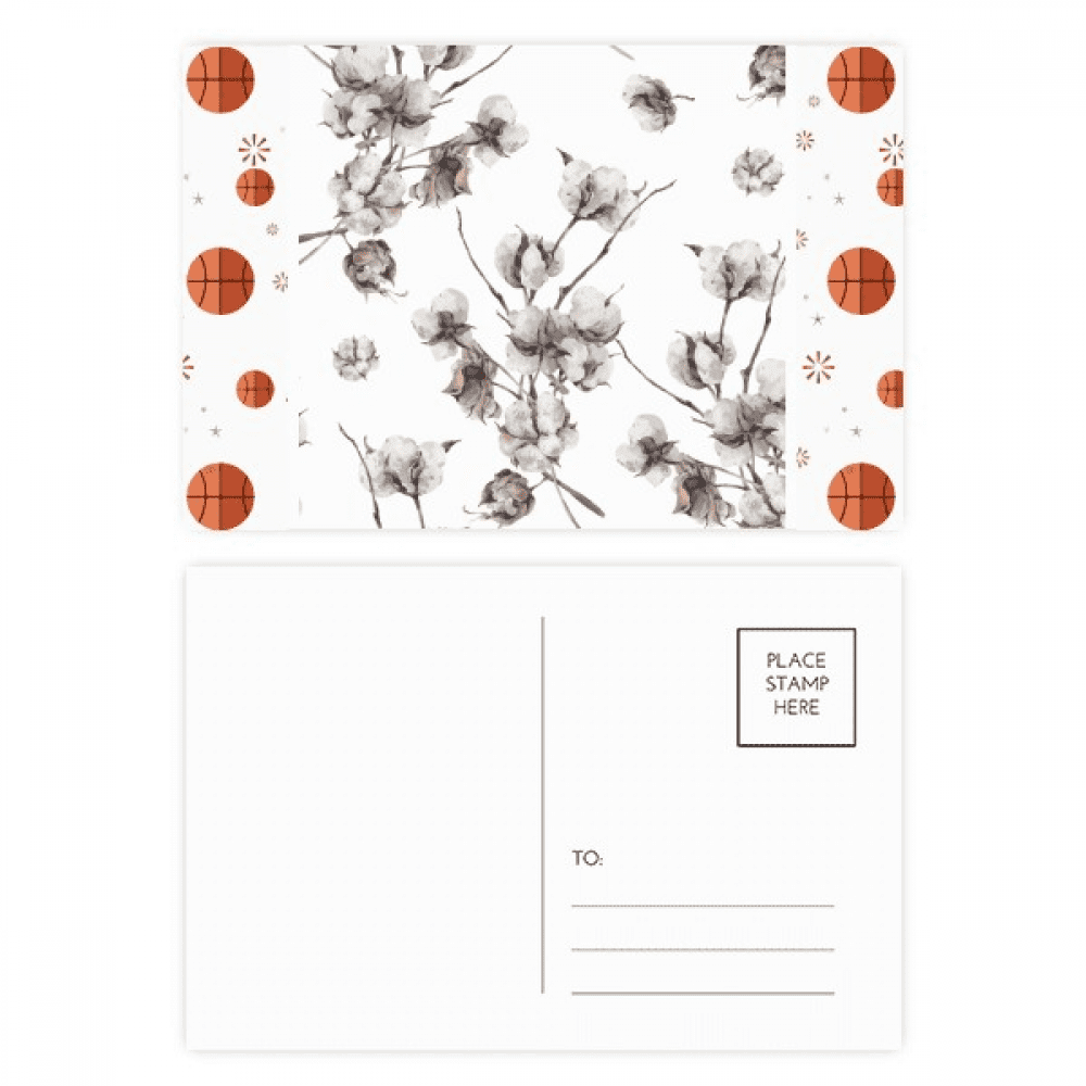 White Flowers Drawing Art  Basketball Postcard Set Thanks Card Mailing Side 20pcs