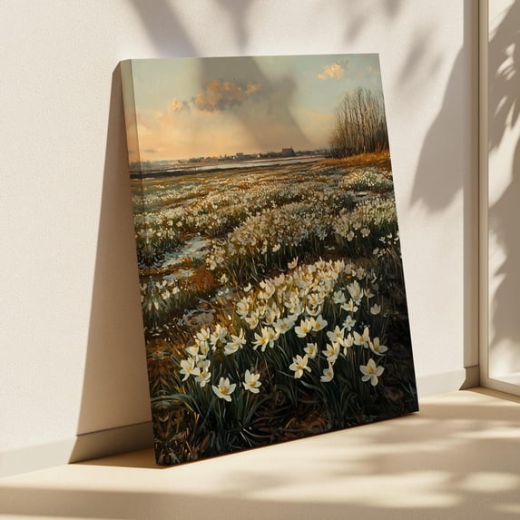 Spring Medoq White Flowers Field Wall Art Print, Spring Floral Landscape, Meadow ...