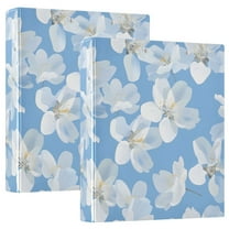 White Flowers Hardcover 3 Ring Binder 1.5” Round Rings Binder Organizer Letter Size Paper Pockets School Office Supplies
