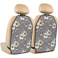thumbnail image 1 of White Flowers Hummingbird Gray Mats Back Seat Protectors, Car Seat Protector Vehicle Organizers Waterproof Cover Back Seat Cover for Kids with 3 Storage Pockets 2 Pack, 1 of 5
