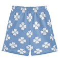 thumbnail image 1 of White Flowers Pattern Athletic Shorts Breathable with Comfort Fit Drawstring Casual Sweatshorts Small, 1 of 9