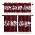 thumbnail image 1 of White Flowers Red Bow Kitchen Curtains and Valances Set, Snowflakes Leaf Winter Christmas Rod Pocket Window Valance 18 Inch Window Curtain Panels for Living Room Bedroom Laundry, 27.5x36in, 3 Pieces, 1 of 7