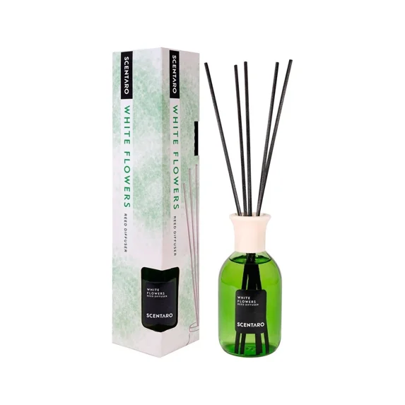 White Flowers Reed Diffuser Set With Bamboo Sticks, For Home & Office