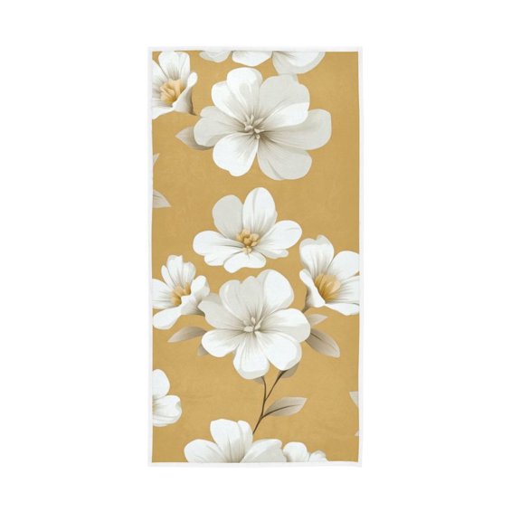 White Flowers Vector Face Towel Absorbent Hand Towels Bath Sport Gym
