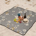 thumbnail image 1 of White Flowers in Gray Beach Blanket Outdoor Picnic Mat Sandproof Waterproof Foldable for Camping Travel Hiking, 1 of 6