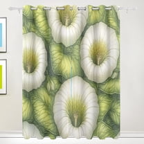 White Flowers with Green Leaves Blackout Curtains for Living Room Bedroom 55W x 72/84L Insulated Window Drapes 2 Panels
