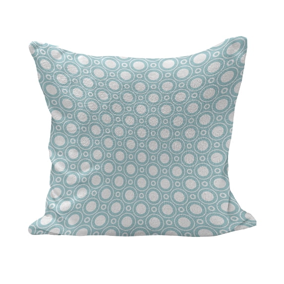 White Fluffy Throw Pillow Cushion Cover, Graphic Design Detailed Drawings Curvy Rounded Circular Flowers Leaves Wildlife, Decorative Square Pillow Case, 24" x 24", Pale Blue White, by Ambesonne