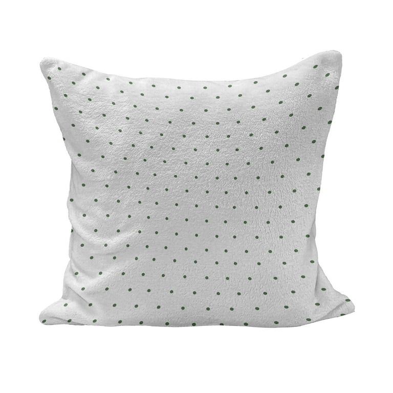 White Fluffy Throw Pillow Cushion Cover Minimalistic Pattern with Small Polka Dots Simple Vintage Style Design Decorative Square Accent Pillow Case